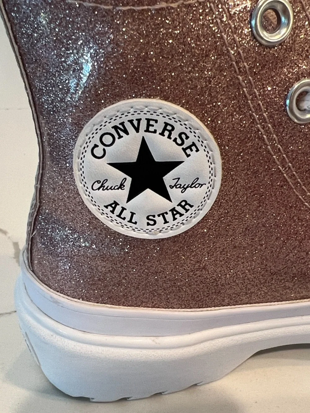 Converse Chuck Taylor All Star Pink Glitter Platform High Top Sneakers Girls 3.5